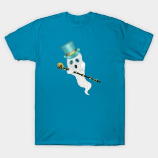 Ghost Top Hat Fancy Cane Gold Skull T-Shirt